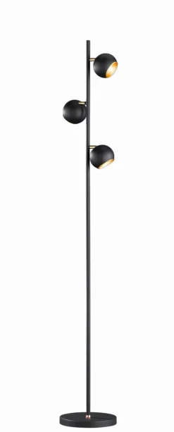 Wohnzimmerlampen|Metall Lampen*Trio Reality Kleine Stehlampe Metall G9 155 cm hoch in Schwarz Gold