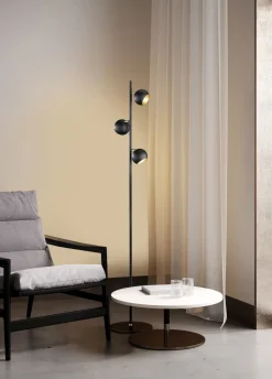Wohnzimmerlampen|Metall Lampen*Trio Reality Kleine Stehlampe Metall G9 155 cm hoch in Schwarz Gold