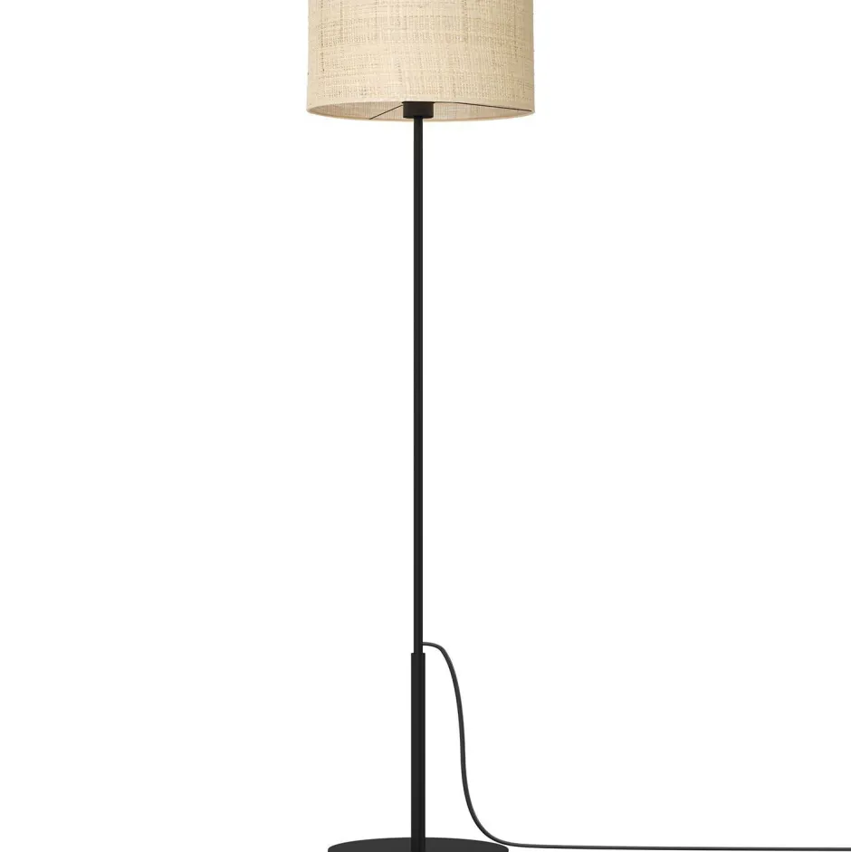 Luminex Kleine Stehleuchte Schwarz Natur 150 cm Rattan Metall< Stehlampen|Wohnzimmerlampen