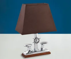 Laura Suardi Kleine Tischlampe Chrom Braun Echt-Messing Maritim< Tischlampen|Schlafzimmer Lampen