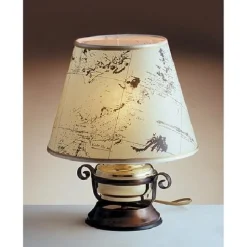 Tischlampen|Schlafzimmer Lampen*Laura Suardi Kleine Tischlampe Creme Messing rund 34cm Maritim