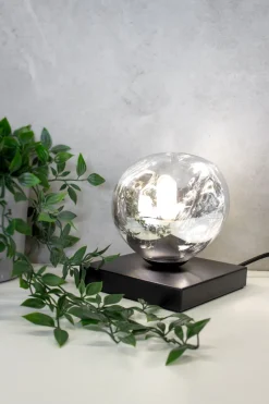 Eco-Light Kleine Tischlampe E14 Schwarz Silber 17,5 cm dekorativ< Glaslampen|Metall Lampen