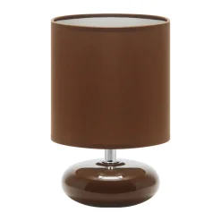 Tischlampen|Schlafzimmer Lampen*Strühm Kleine Tischlampe Keramik Stoff E14 20 cm Braun