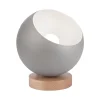 Lamkur Kleine Tischlampe Kugel in Silber E27 Ø17 cm Metall Holz< Tischlampen|Kugellampen