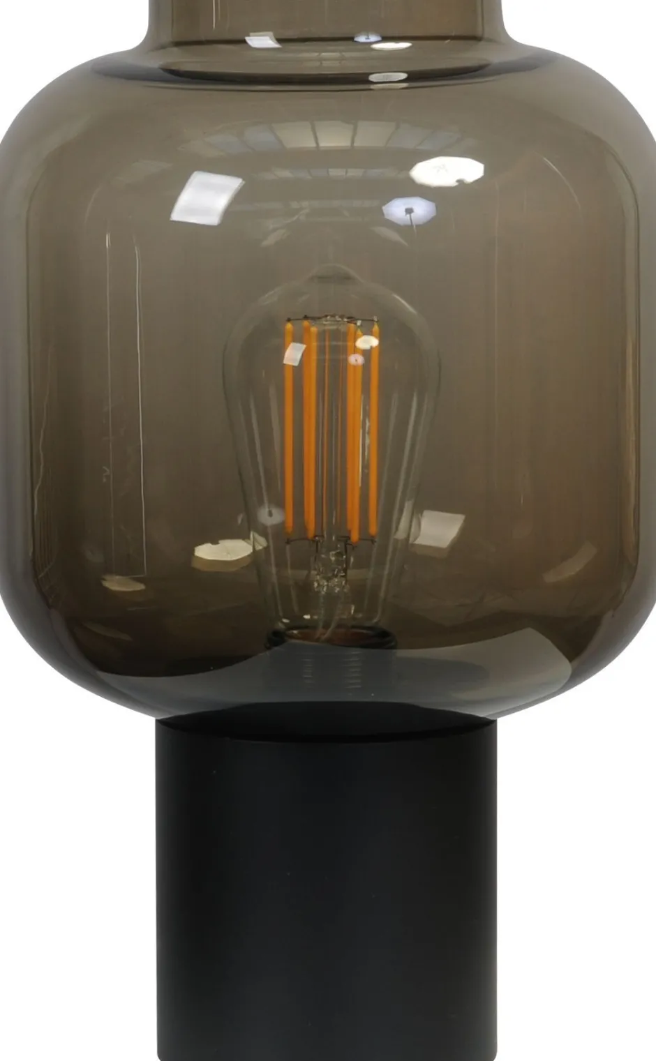 Glaslampen|Wohnzimmerlampen*Masterlight Kleine Tischlampe Rauchglas Metall 31 cm hoch Ø 20 cm E27