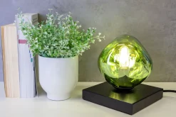 Tischlampen|Glaslampen*Eco-Light Kleine Tischleuchte E14 Schwarz Grün 17,5 cm dekorativ