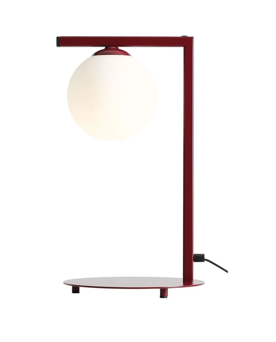 ALDEX Kleine Tischleuchte Rot Weiß Glas Kugel 49 cm gemütlich< Glaslampen|Metall Lampen