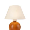 Moderne Lampen|Glaslampen*Lamkur Kleine Tischleuchte Stoff Holz 24cm wohnlich FAYA