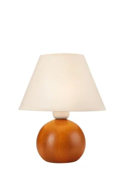 Moderne Lampen|Glaslampen*Lamkur Kleine Tischleuchte Stoff Holz 24cm wohnlich FAYA