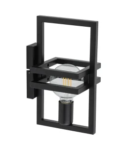 Wandleuchten|Flurlampen*Sigma Kleine Wandlampe Metall Schwarz dekorativ E27 H:31 cm