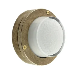 Andromeda Kleine Wandlampe rund Ø 14 cm Messing Glas Outdoor Keller< Außenwandleuchten|Messinglampen