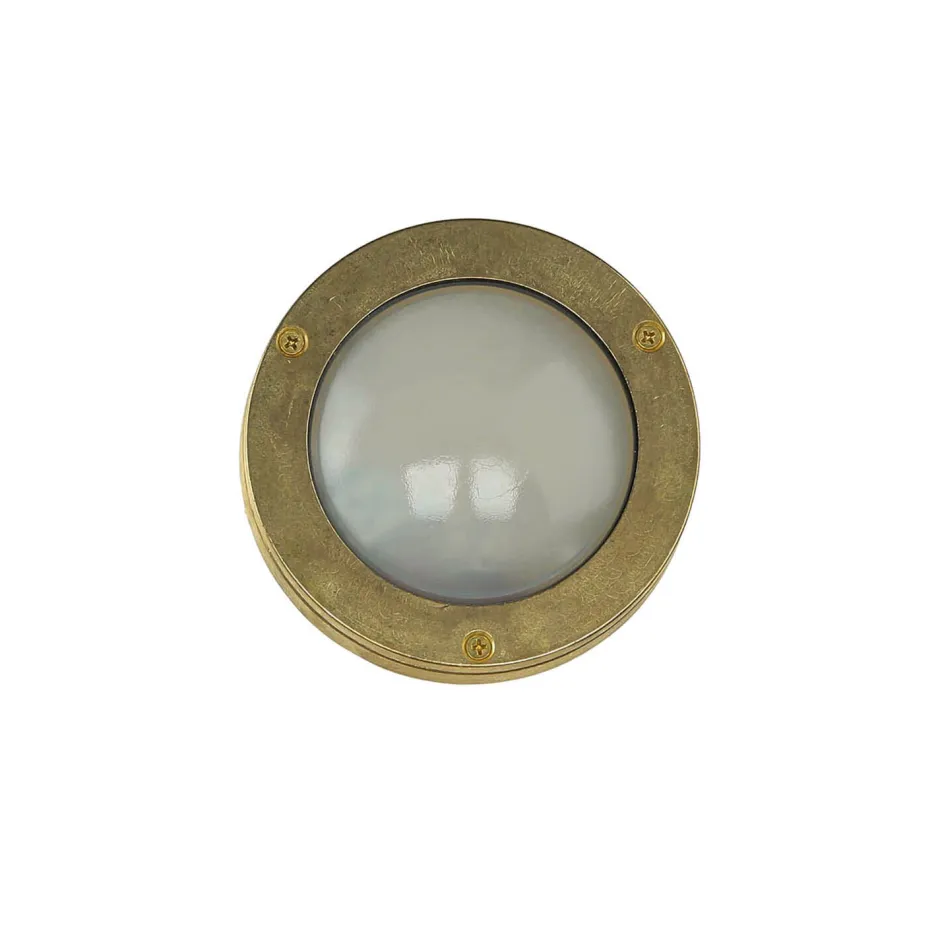 Außenwandleuchten|Rustikale Lampen*Lido Kleine Wandleuchte AGIA Messing Maritim Ø14cm IP64