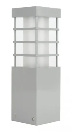 SU-MA Kleine Wegeleuchte in Silber 25cm eckig wetterfest< Moderne Außenleuchten|Wegeleuchten