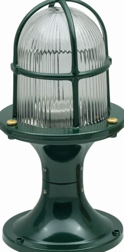 Lido Kleine Wegeleuchte Messing Glas 28 cm hoch IP54 Grün Maritim< Gartenlaternen|Messinglampen