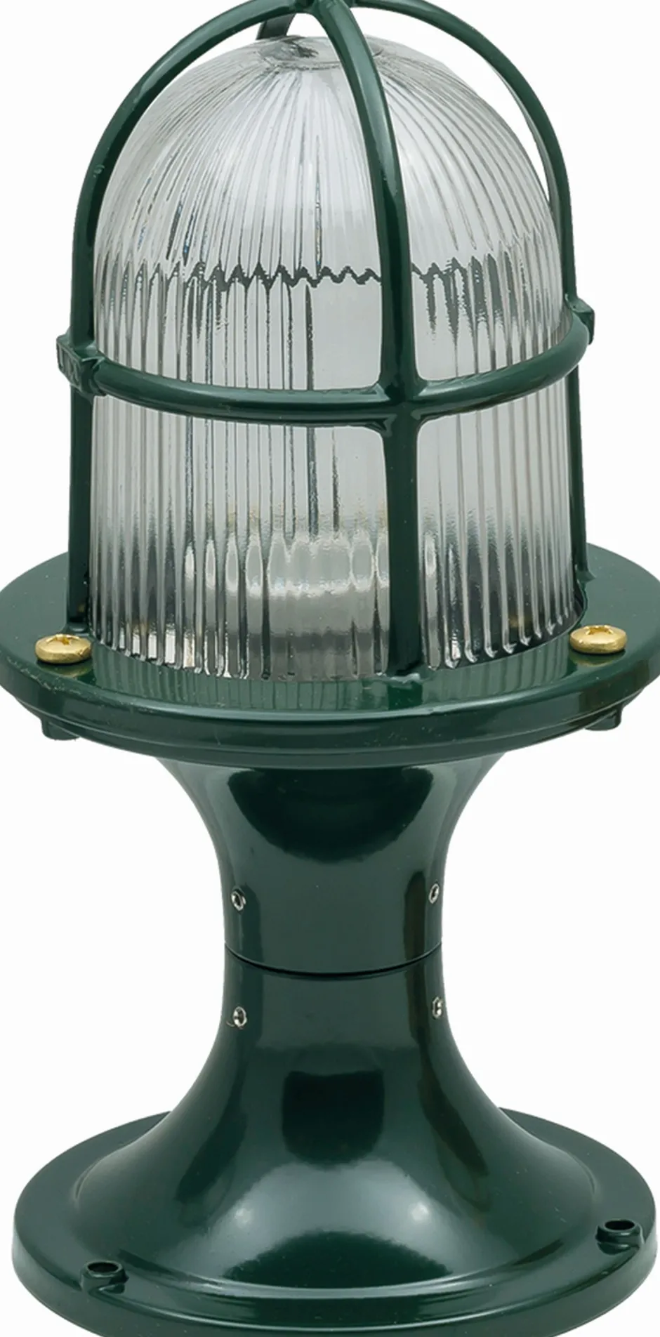 Lido Kleine Wegeleuchte Messing Glas 28 cm hoch IP54 Grün Maritim< Gartenlaternen|Messinglampen