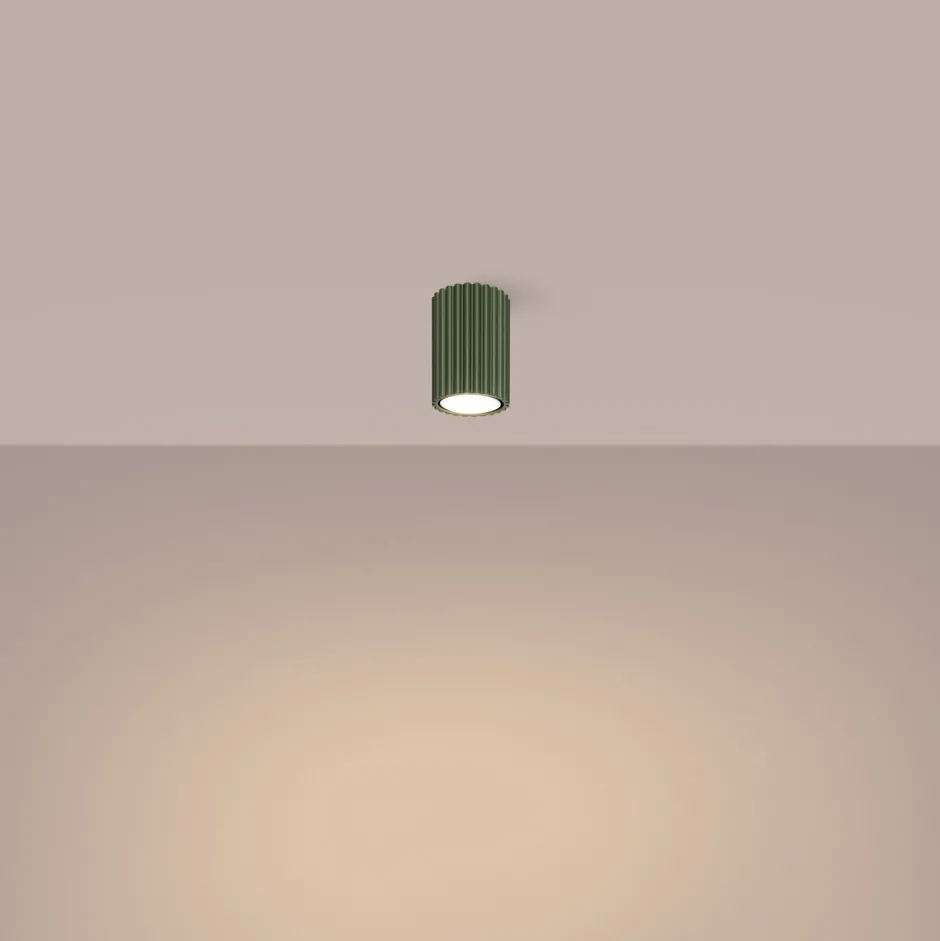 Flurlampen|Wohnzimmerlampen*Sollux Kleiner Aufbauspot GU10 Ø 6,5 cm H: 10 cm Aufputz Grün Modern