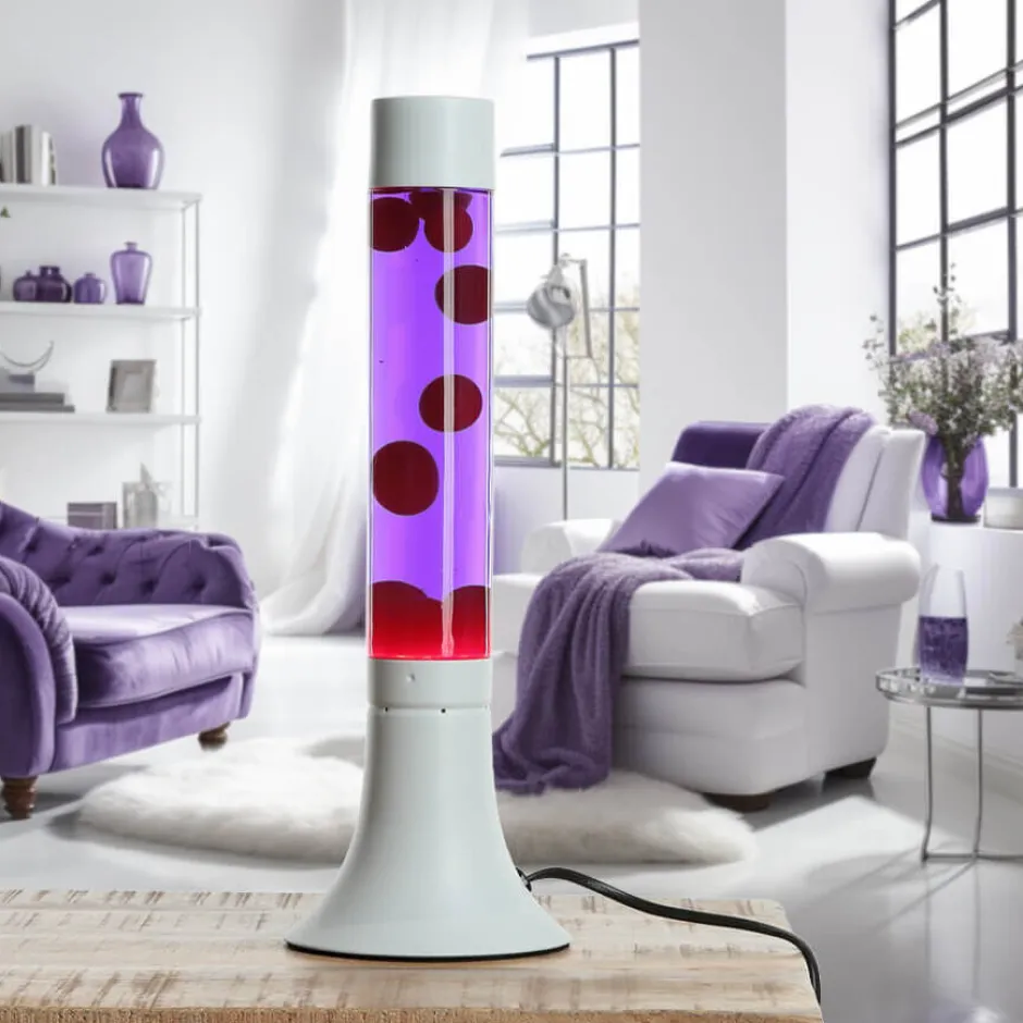 Easylight Knallige Lavalampe YVONNE Rot Lila Weiß H:38cm< Retro Lampen|Lavalampen