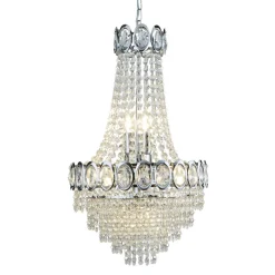 Hängelampen|Wohnzimmerlampen*Searchlight Kristall Kronleuchter Ø 38 cm H: max. 128 cm verstellbar