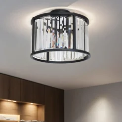 Glaslampen|Metall Lampen*Luminex Kristallampe Decke rund Ø 40 cm für 3x E27