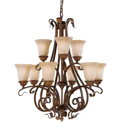 Hängelampen|Rustikale Lampen*Elstead Kronleuchter ANABELL 10 Bronze 9xE27 kürzbar Lampe