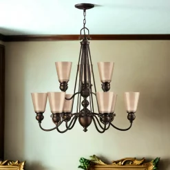 Hängelampen|Wohnzimmerlampen*Elstead Kronleuchter ANABELL 7 Bronze 9xE27 kürzbar Lampe