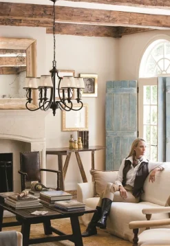 Wohnzimmerlampen|Designerlampen*Elstead Kronleuchter ANABELL 9 Creme Ø71cm kürzbar Lampe