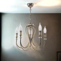 Hängelampen|Esszimmer Lampen*Jupiter Kronleuchter AREGUND in Messing antik 5xE14 Ø48cm