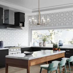 Elstead Kronleuchter Art Déco Metall Glas B: 68,6 cm H: max. 169,8 cm< Hängelampen|Jugendstil Lampen