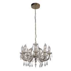 Metall Lampen|Hängeleuchten Außen*Searchlight Kronleuchter Außen Metall Glas IP65 8-flammig L:60 cm