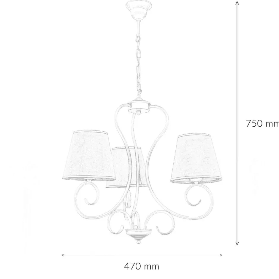 Wohnzimmerlampen|Stofflampen*Lamkur Kronleuchter Beige Landhaus Stoff Esstisch Lampe