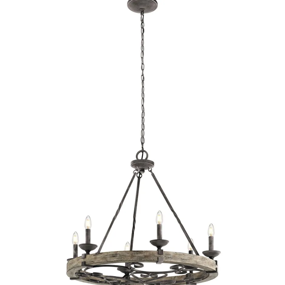 Hängelampen|Wohnzimmerlampen*Elstead Kronleuchter CAMELOT 8 Holz Zink Ø72cm Lampe