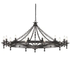Hängelampen|Esszimmer Lampen*Elstead Kronleuchter CAMELOT 9 Schwarz Ø122cm Lampe