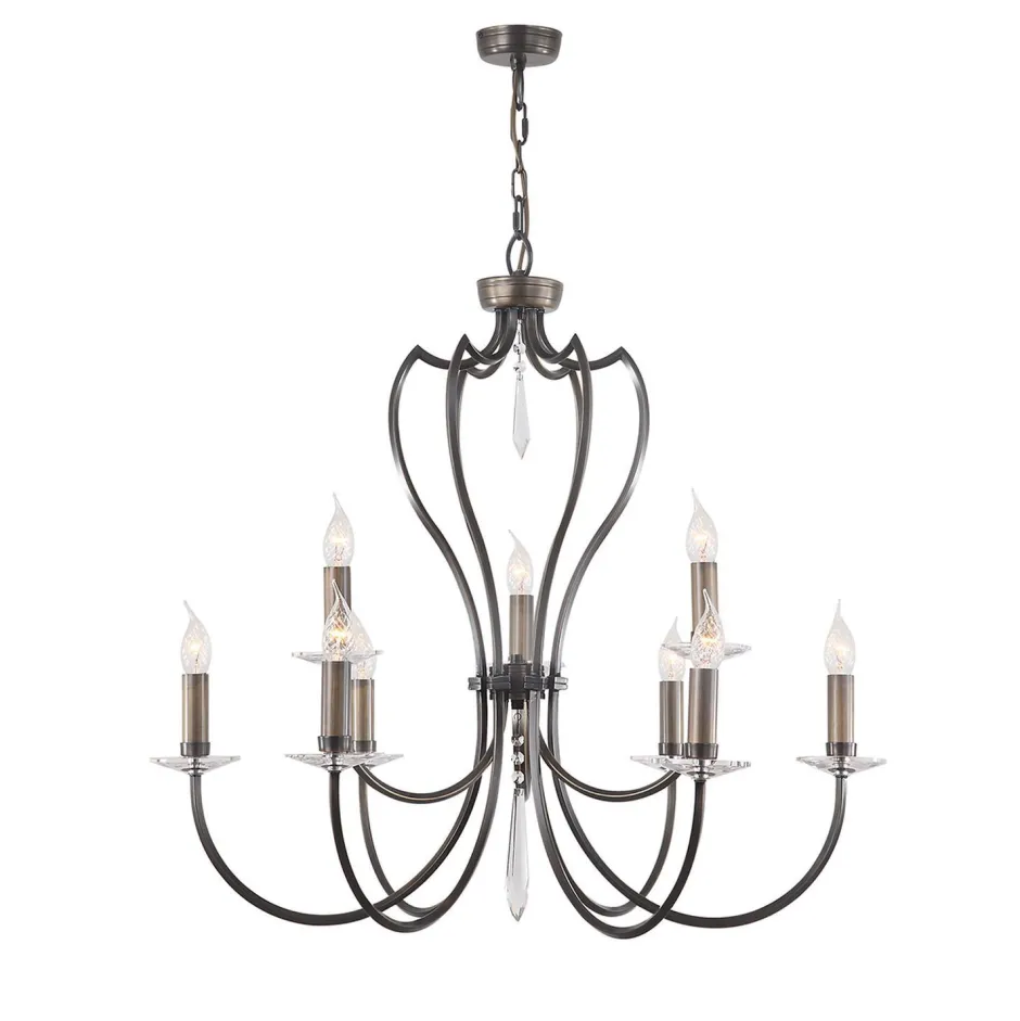 Hängelampen|Designerlampen*Elstead Kronleuchter CANDELA 12 Messing Lampe in Bronze