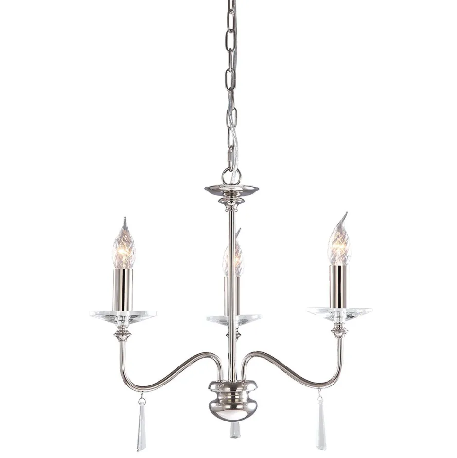 Elstead Kronleuchter CANDELA 6 Nickel 3-flmg kürzbar Lampe< Hängelampen|Designerlampen