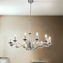 Hängelampen|Esszimmer Lampen*Searchlight Kronleuchter Chrom 12-armig E14 Ø 88 cm H: max. 1,5 m Metall