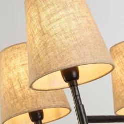 Hängelampen|Wohnzimmerlampen*Searchlight Kronleuchter 5-flammig Ø 66 cm Rustikal E14 Schwarz Creme