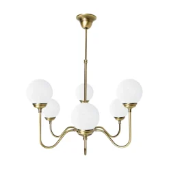 Deckenleuchten|Wandleuchten*Giovanni Battista Kronleuchter 6-flammig E14 in Bronze hell glänzend Weiß