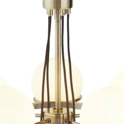 Hängelampen|Esszimmer Lampen*Searchlight Kronleuchter 5-flammig in Messing Antik Weiß E14 Metall Glas