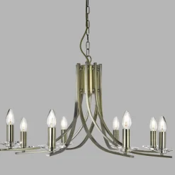 Hängelampen|Esszimmer Lampen*Searchlight Kronleuchter 8-flammig in Messing Antik E14 Metall