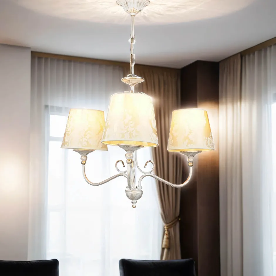 Hängelampen|Esszimmer Lampen*Jupiter Kronleuchter GANARA in Shabby Gold Barock Motiv