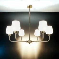 Deckenleuchten|Hängelampen*Giovanni Battista Kronleuchter Glas Messing Ø 81 cm 6x E27 verstellbar