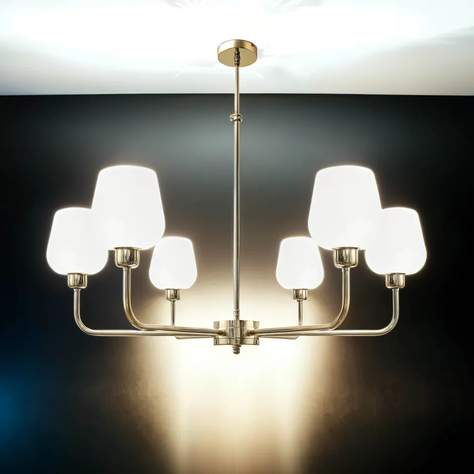 Deckenleuchten|Hängelampen*Giovanni Battista Kronleuchter Glas Messing Ø 81 cm 6x E27 verstellbar