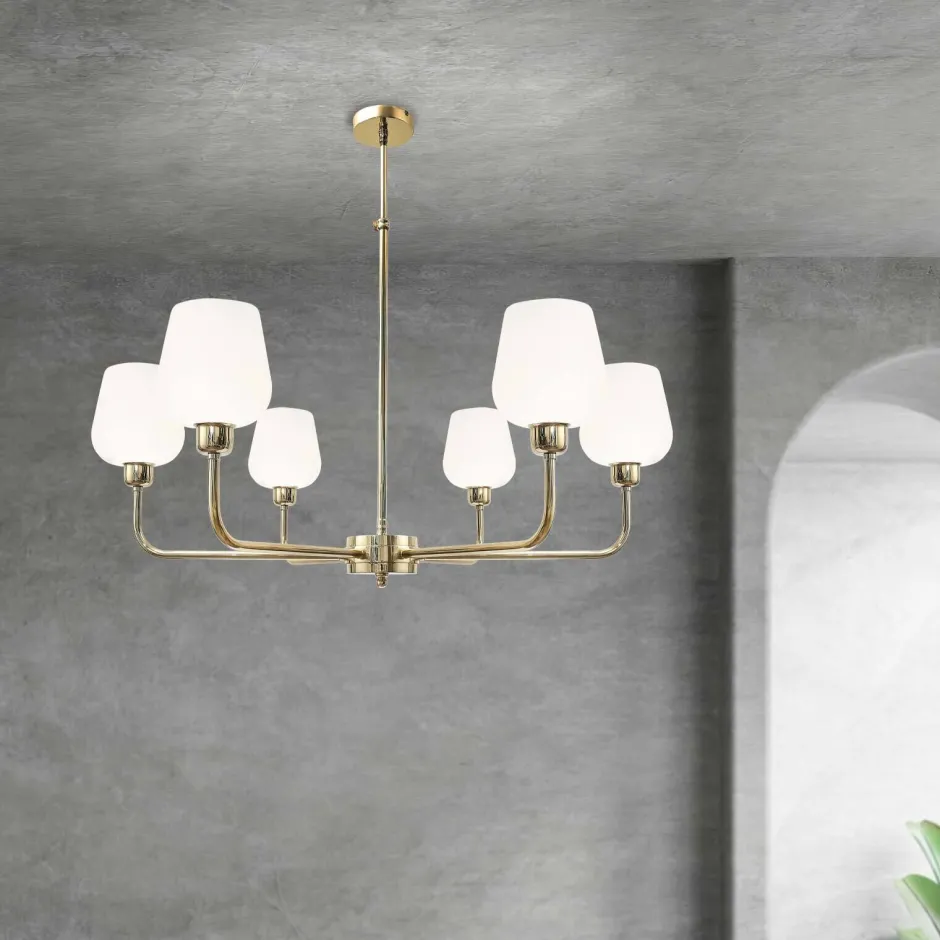 Deckenleuchten|Hängelampen*Giovanni Battista Kronleuchter Glas Messing Ø 81 cm 6x E27 verstellbar