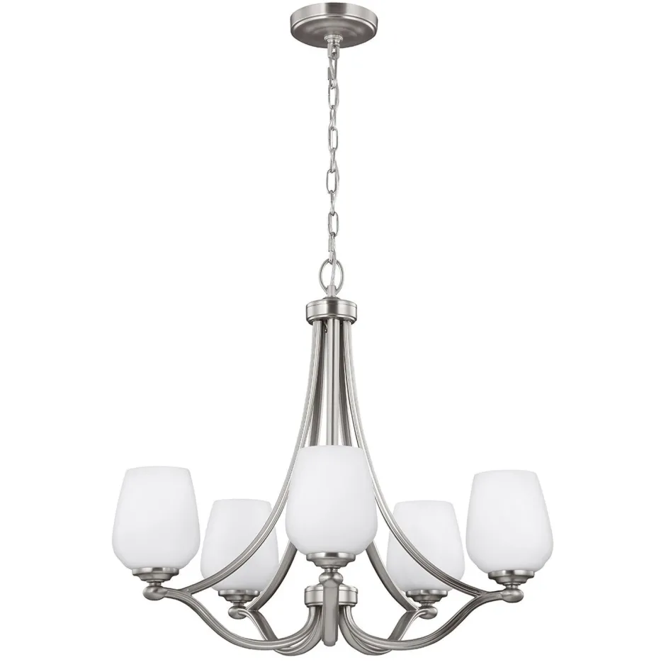 Hängelampen|Wohnzimmerlampen*Elstead Kronleuchter Glas Schirm Metall Weiß Nickel Jugendstil