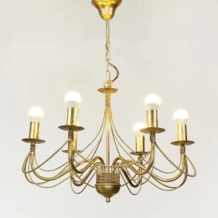 Hängelampen|Esszimmer Lampen*Emibig Kronleuchter Gold Metall Rustikal 6-flammig E14