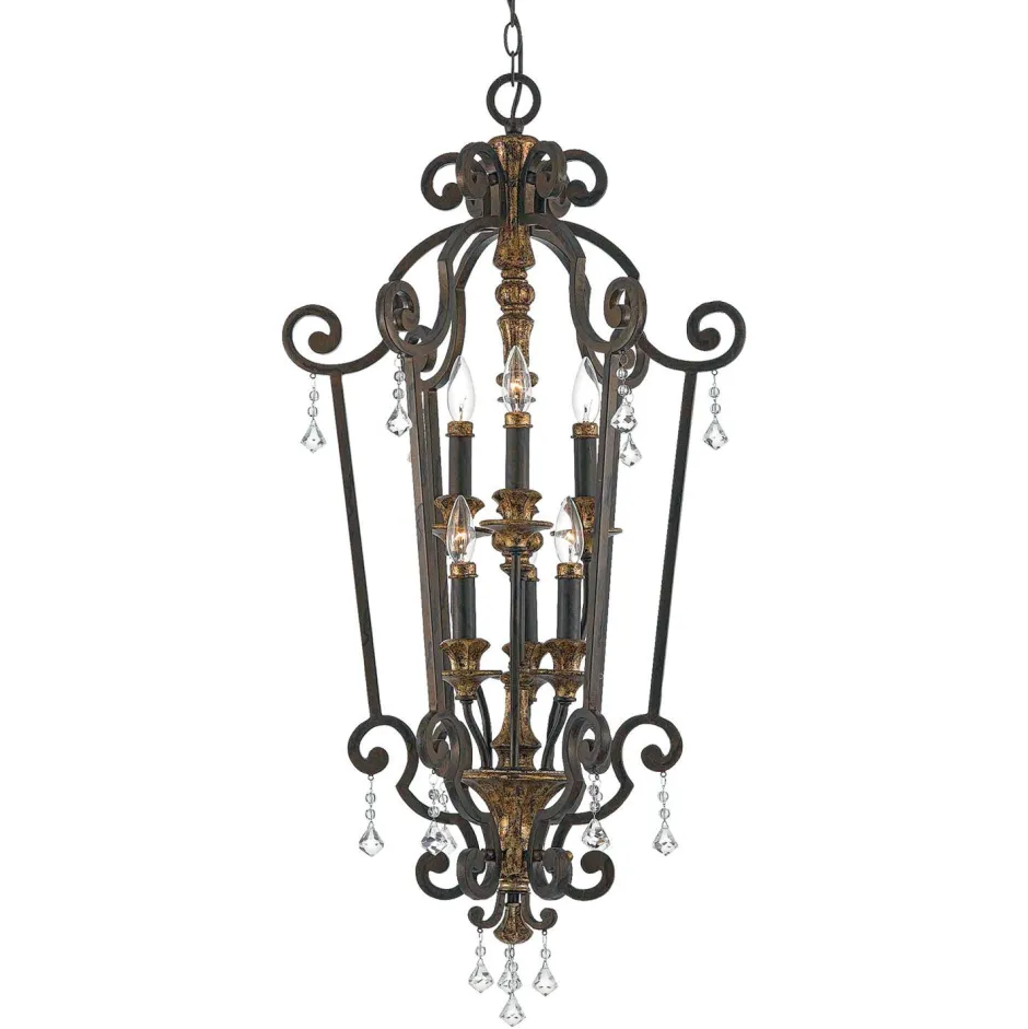 Rustikale Lampen|Designerlampen*Elstead Kronleuchter GOTICA 4 Bronze 6-flmg Rustikal Lampe