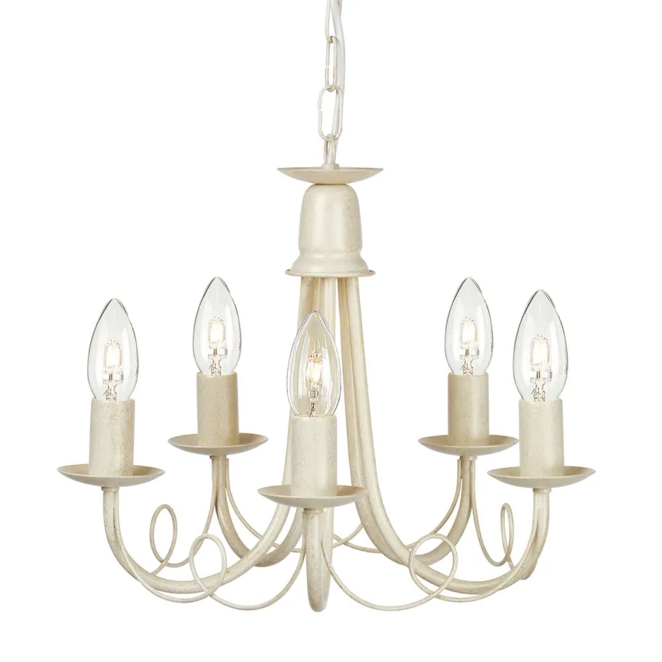 Rustikale Lampen|Designerlampen*Elstead Kronleuchter GOTICA 5 Creme 5xE14 kürzbar Lampe