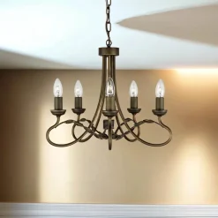 Rustikale Lampen|Designerlampen*Elstead Kronleuchter GOTICA 6 Gold kürzbar Esstisch Lampe