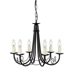 Hängelampen|Esszimmer Lampen*Elstead Kronleuchter GOTICA 5 Schwarz kürzbar 6-flmg Lampe