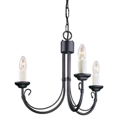 Elstead Kronleuchter GOTICA 2 Schwarz Metall 3-flammig< Hängelampen|Rustikale Lampen